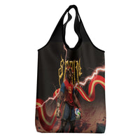 Spain Football Grocery Bag Spanish Pride Bull Mascot Gothic Metal Lightning Storm