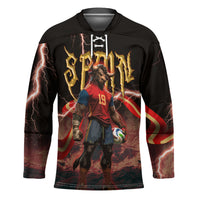 Spain Football Hockey Jersey Spanish Pride Bull Mascot Gothic Metal Lightning Storm