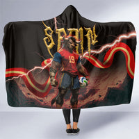 Spain Football Hooded Blanket Spanish Pride Bull Mascot Gothic Metal Lightning Storm