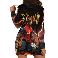 Spain Football Hoodie Dress Spanish Pride Bull Mascot Gothic Metal Lightning Storm