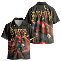 Spain Football Kid Hawaiian Shirt Spanish Pride Bull Mascot Gothic Metal Lightning Storm