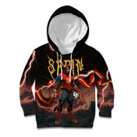 Spain Football Kid Hoodie Spanish Pride Bull Mascot Gothic Metal Lightning Storm