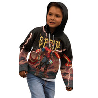 Spain Football Kid Hoodie Spanish Pride Bull Mascot Gothic Metal Lightning Storm