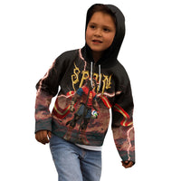 Spain Football Kid Hoodie Spanish Pride Bull Mascot Gothic Metal Lightning Storm