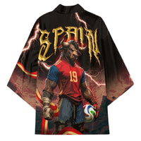 Spain Football Kimono Spanish Pride Bull Mascot Gothic Metal Lightning Storm