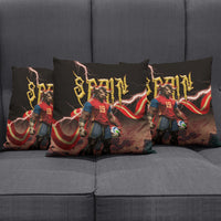 Spain Football Pillow Cover Spanish Pride Bull Mascot Gothic Metal Lightning Storm