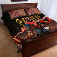 Spain Football Quilt Bed Set Spanish Pride Bull Mascot Gothic Metal Lightning Storm