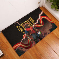 Spain Football Rubber Doormat Spanish Pride Bull Mascot Gothic Metal Lightning Storm
