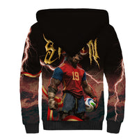 Spain Football Sherpa Hoodie Spanish Pride Bull Mascot Gothic Metal Lightning Storm