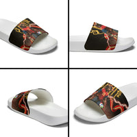 Spain Football Slide Sandals Spanish Pride Bull Mascot Gothic Metal Lightning Storm