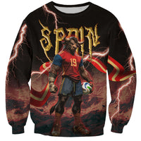 Spain Football Sweatshirt Spanish Pride Bull Mascot Gothic Metal Lightning Storm