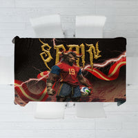 Spain Football Tablecloth Spanish Pride Bull Mascot Gothic Metal Lightning Storm