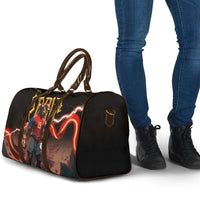 Spain Football Travel Bag Spanish Pride Bull Mascot Gothic Metal Lightning Storm