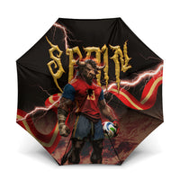 Spain Football Umbrella Spanish Pride Bull Mascot Gothic Metal Lightning Storm