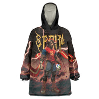 Spain Football Wearable Blanket Hoodie Spanish Pride Bull Mascot Gothic Metal Lightning Storm