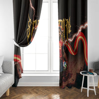 Spain Football Window Curtain Spanish Pride Bull Mascot Gothic Metal Lightning Storm