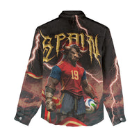 Spain Football Women Casual Shirt Spanish Pride Bull Mascot Gothic Metal Lightning Storm