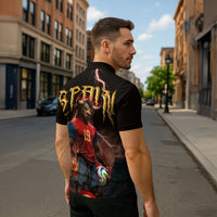 Spain Football Zipper Polo Shirt Spanish Pride Bull Mascot Gothic Metal Lightning Storm