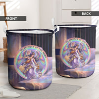 Iris Goddess Laundry Basket Rainbow Winged Iris - Pitcher Lyre And Greek Key