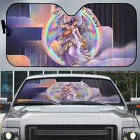 Iris Goddess Auto Sun Shade Rainbow Winged Iris - Pitcher Lyre And Greek Key
