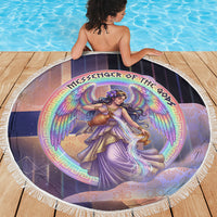 Iris Goddess Beach Blanket Rainbow Winged Iris - Pitcher Lyre And Greek Key