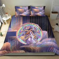Iris Goddess Bedding Set Rainbow Winged Iris - Pitcher Lyre And Greek Key
