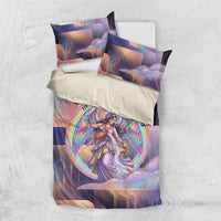 Iris Goddess Bedding Set Rainbow Winged Iris - Pitcher Lyre And Greek Key