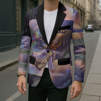 Iris Goddess Blazer Rainbow Winged Iris - Pitcher Lyre And Greek Key
