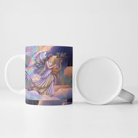 Iris Goddess Ceramic Mug Rainbow Winged Iris - Pitcher Lyre And Greek Key