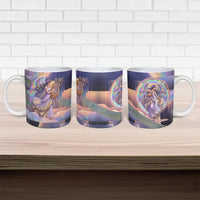 Iris Goddess Ceramic Mug Rainbow Winged Iris - Pitcher Lyre And Greek Key