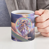 Iris Goddess Ceramic Mug Rainbow Winged Iris - Pitcher Lyre And Greek Key