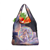 Iris Goddess Grocery Bag Rainbow Winged Iris - Pitcher Lyre And Greek Key