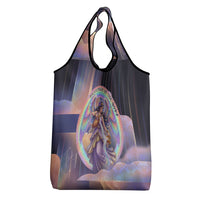 Iris Goddess Grocery Bag Rainbow Winged Iris - Pitcher Lyre And Greek Key