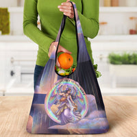 Iris Goddess Grocery Bag Rainbow Winged Iris - Pitcher Lyre And Greek Key