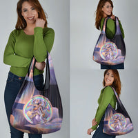 Iris Goddess Grocery Bag Rainbow Winged Iris - Pitcher Lyre And Greek Key