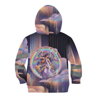 Iris Goddess Kid Hoodie Rainbow Winged Iris - Pitcher Lyre And Greek Key