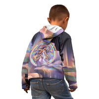Iris Goddess Kid Hoodie Rainbow Winged Iris - Pitcher Lyre And Greek Key