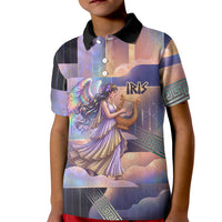 Iris Goddess Kid Polo Shirt Rainbow Winged Iris - Pitcher Lyre And Greek Key