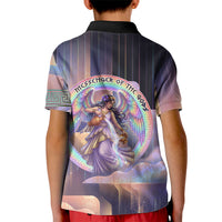 Iris Goddess Kid Polo Shirt Rainbow Winged Iris - Pitcher Lyre And Greek Key