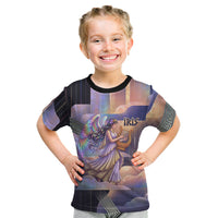 Iris Goddess Kid T Shirt Rainbow Winged Iris - Pitcher Lyre And Greek Key