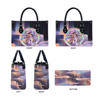 Iris Goddess Leather Bag Rainbow Winged Iris - Pitcher Lyre And Greek Key