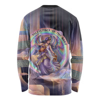 Iris Goddess Long Sleeve Shirt Rainbow Winged Iris - Pitcher Lyre And Greek Key