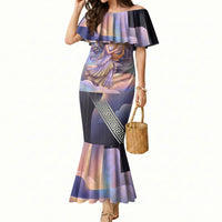 Iris Goddess Mermaid Dress Rainbow Winged Iris - Pitcher Lyre And Greek Key