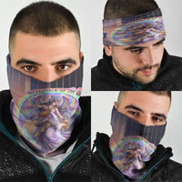 Iris Goddess Neck Gaiter Rainbow Winged Iris - Pitcher Lyre And Greek Key