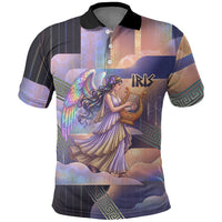 Iris Goddess Polo Shirt Rainbow Winged Iris - Pitcher Lyre And Greek Key