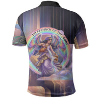 Iris Goddess Polo Shirt Rainbow Winged Iris - Pitcher Lyre And Greek Key