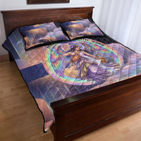Iris Goddess Quilt Bed Set Rainbow Winged Iris - Pitcher Lyre And Greek Key