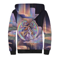 Iris Goddess Sherpa Hoodie Rainbow Winged Iris - Pitcher Lyre And Greek Key