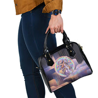 Iris Goddess Shoulder Handbag Rainbow Winged Iris - Pitcher Lyre And Greek Key