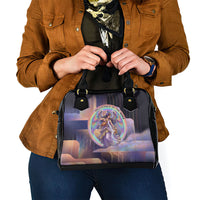 Iris Goddess Shoulder Handbag Rainbow Winged Iris - Pitcher Lyre And Greek Key